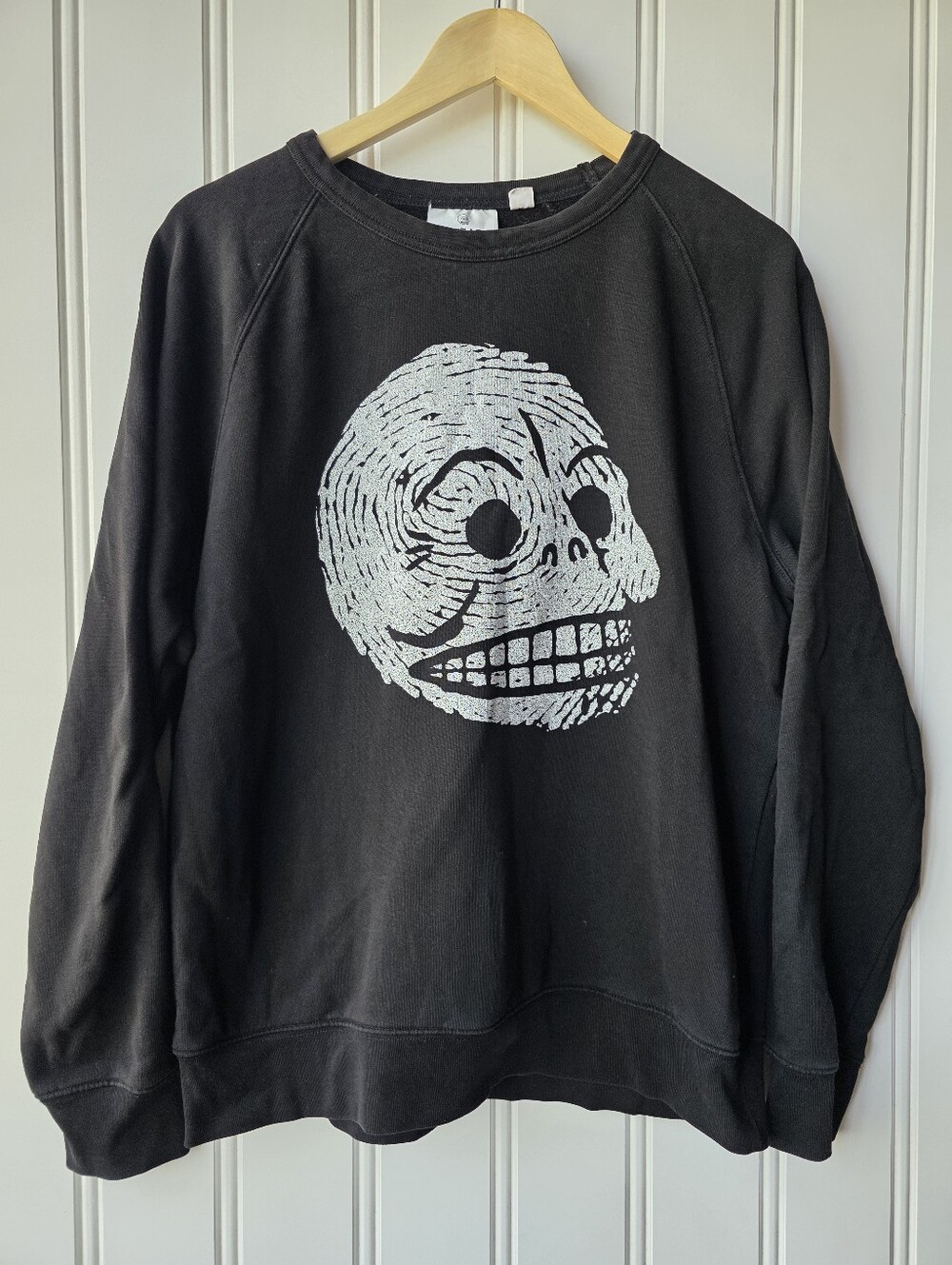 Cheap Monday Rules Crewneck Pullover Sweater Skull Black Mens Medium